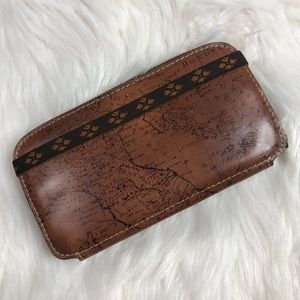 Patricia Nash Otis Zip Map Print Riot Rust Wallet
